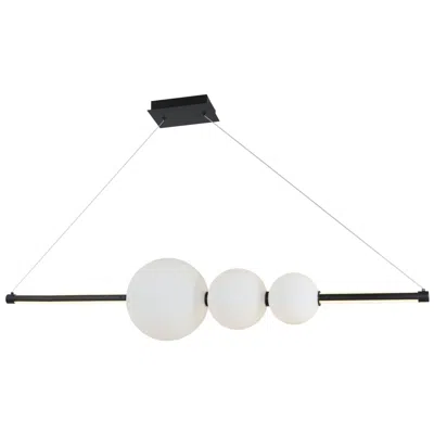 Abra Lighting Abra Linear Bar Pendant With Up-down Illumination And 3 Glass Orbs