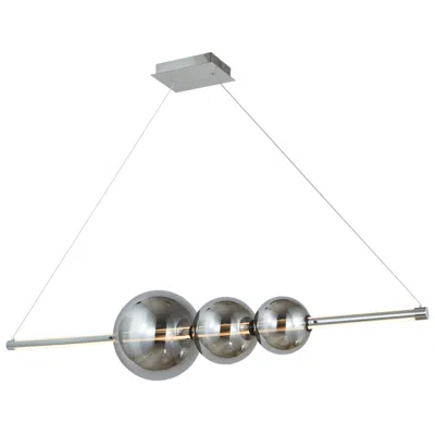 Abra Lighting Abra Linear Bar Pendant With Up-down Illumination And 3 Glass Orbs