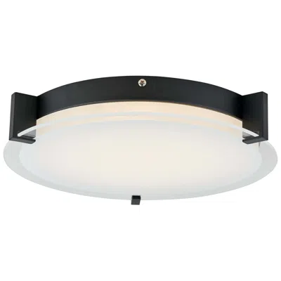 Abra Lighting Abra Matrix Medium Round Glass Low Profile Flushmount Black