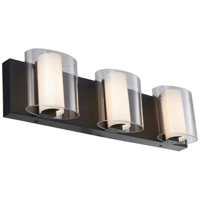 Abra Lighting Abra Zoe 3 Light Curved Clear And Opal Glass Vanity Black