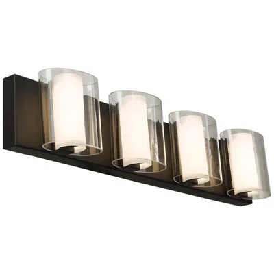 Abra Lighting Abra Zoe 4 Light Curved Clear And Opal Glass Vanity Black