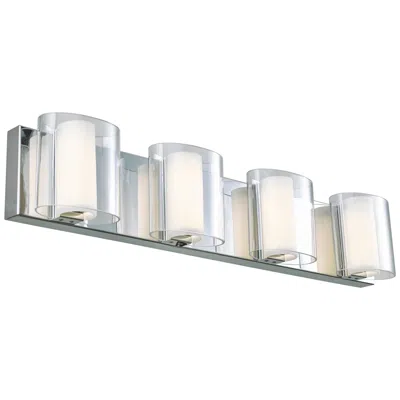 Abra Lighting Abra Zoe 4 Light Curved Clear And Opal Glass Vanity Chrome