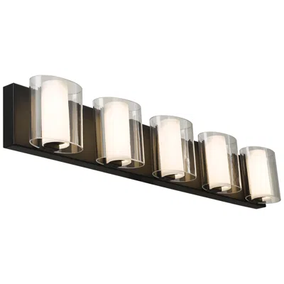Abra Lighting Abra Zoe 5 Light Curved Clear And Opal Glass Vanity Black