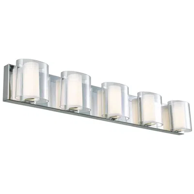 Abra Lighting Abra Zoe 5 Light Curved Clear And Opal Glass Vanity Chrome