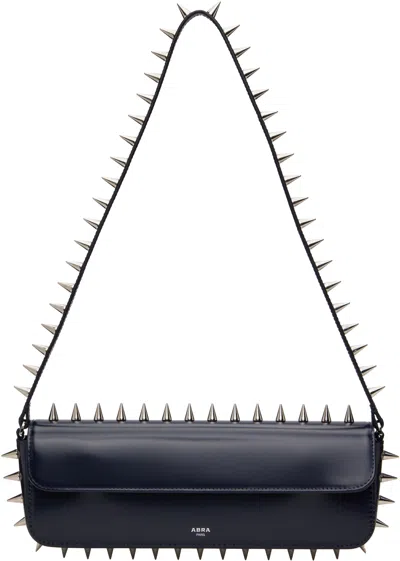 Abra Navy Spike Baguette Bag In Blue