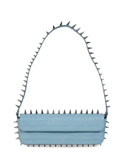 Abra Spike Crocodile-effect Leather Shoulder Bag In Blue