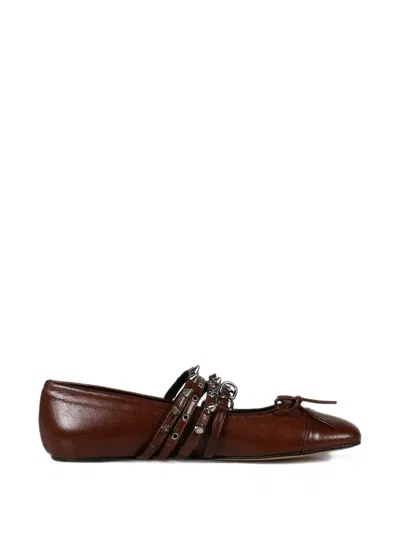 Abra Spike-embellished Leather Ballet Flats In Multi