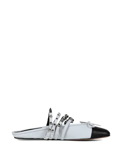 Abra Spike-embellished Square-toe Mules In White