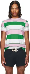 Abra Ssense Exclusive Green & Pink Striped T-shirt In Multi