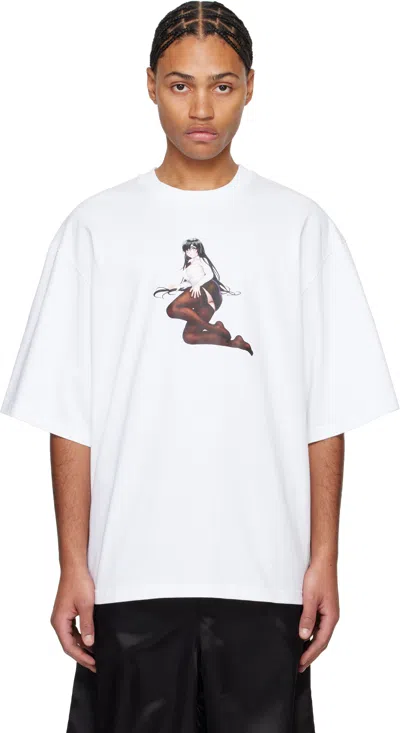 Abra Ssense Exclusive White Crewneck 'office Girl' T-shirt