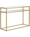 Abraham + Ivy Addison 42in Rectangular Console Table With Glass Shelf In Gold