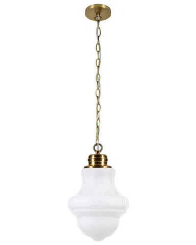 Abraham + Ivy Annie Brass & White Milk Glass Pendant In Gold