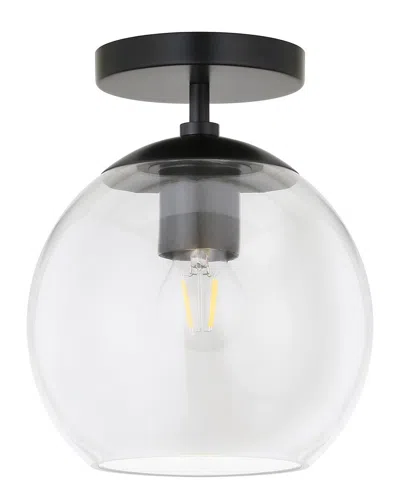 Abraham + Ivy Bartlett Matte Black Semi Flush Mount Ceiling Light With Clear Glass In Gray