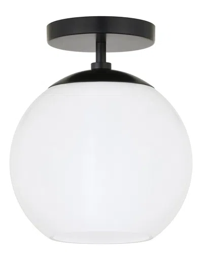 Abraham + Ivy Bartlett Matte Black Semi Flush Mount Ceiling Light With White Milk Glass