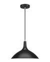 Abraham + Ivy Barton Matte Black Metal Pendant With Brass Accents In Black