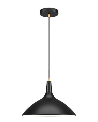 Abraham + Ivy Barton Matte Black Metal Pendant With Brass Accents