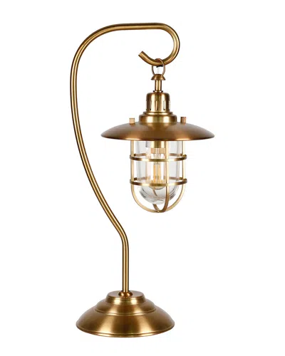 Abraham + Ivy Bay Antique Brass Nautical Lantern Lamp In Metallic