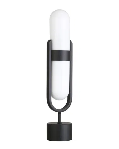 Abraham + Ivy Blair Pill-shaped Table Lamp With Milk Glass Shade In Black