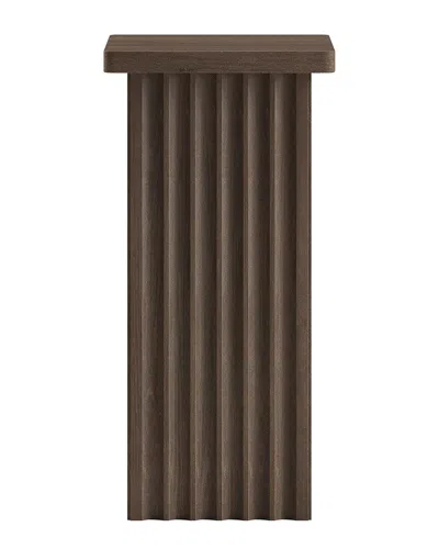 Abraham + Ivy Bourne 10.75 Wide Square Fluted Side Table In Brown