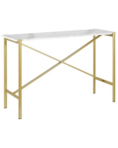Abraham + Ivy Braxton 46in Rectangular Console Table With Faux Marble Top In Gold