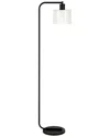 Abraham + Ivy Cadmus Floor Lamp With White Milk Glass Shade In Black