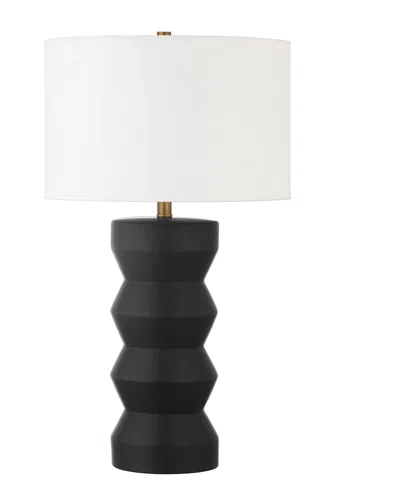 Abraham + Ivy Carlin Matte Black Ribbed Ceramic Table Lamp