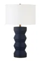Abraham + Ivy Carlin Matte Navy Blue Ribbed Ceramic Table Lamp In Navy