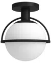 Abraham + Ivy Cieonna 9.25 Wide Semi Flush Mount With Glass Shade In Black