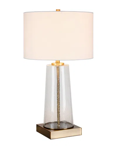 Abraham + Ivy Dax Tapered Seeded Glass Brass Accents Table Lamp In Neutral