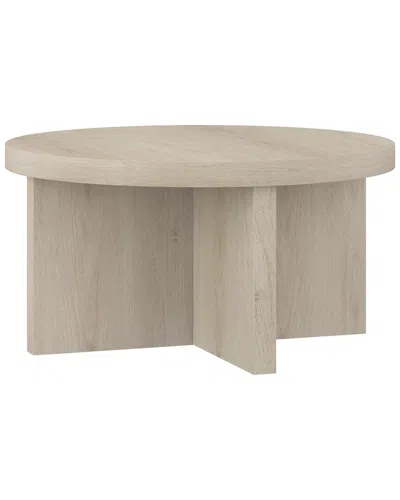 Abraham + Ivy Elna 33 Wide Round Coffee Table In Alder White