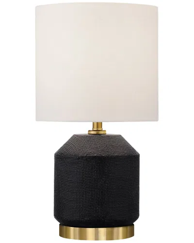 Abraham + Ivy Esther 15 Tall Textured Ceramic Mini Lamp With Fa In Black