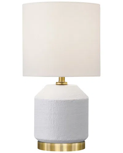 Abraham + Ivy Esther 15in Textured Ceramic Mini Lamp With Fabric Shade In White