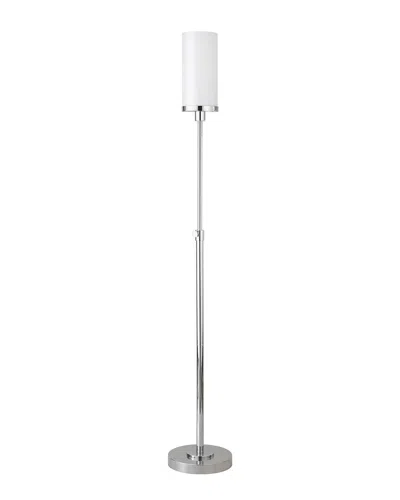 Abraham + Ivy Frieda Polished Nickel Floor Lamp With White Milk Glass Shade In Silver