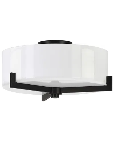 Abraham + Ivy Hamlin 17in Wide 2-light Semi Flush Mount With Glass Shade In Black