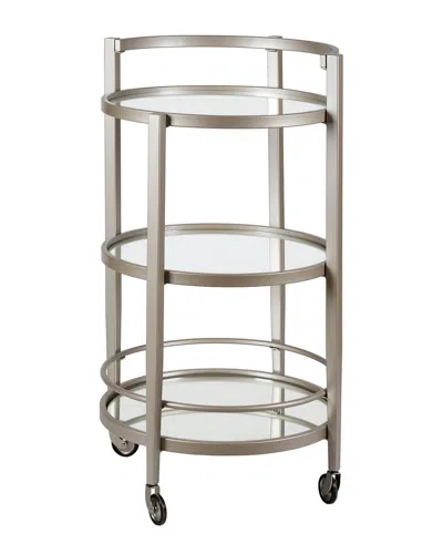 Abraham + Ivy Hause Round Satin Bar Cart With Mirrored Shelf In Silver