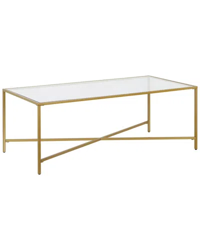 Abraham + Ivy Henley Brass Coffee Table With Glass Top In Black