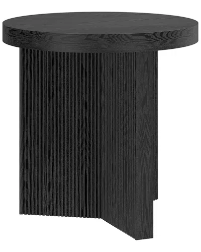 Abraham + Ivy Holm 22 Wide Round Fluted Side Table In Black