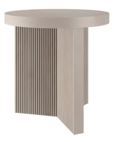 Abraham + Ivy Holm 22 Wide Round Fluted Side Table In Brown