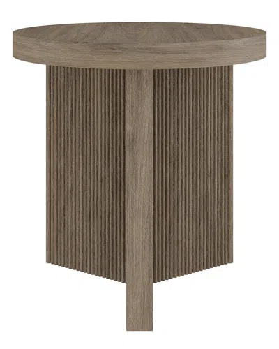 Abraham + Ivy Holm 22 Wide Round Fluted Side Table In Brown