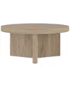 Abraham + Ivy Holm 32 Wide Round Coffee Table In Antiqued Gray