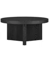 Abraham + Ivy Holm 32 Wide Round Coffee Table In Black Grain