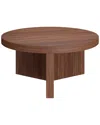 Abraham + Ivy Holm 36 Wide Round Coffee Table In Satin Walnut