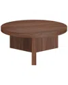 Abraham + Ivy Holm 36 Wide Round Coffee Table In Satin Walnut In Brown