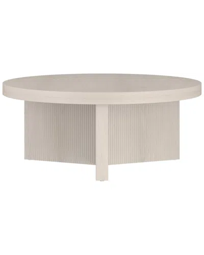 Abraham + Ivy Holm 36 Wide Round Coffee Table In Alder White In Brown