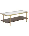 Abraham + Ivy Inez 45in Rectangular Coffee Table With Shelf In Gold