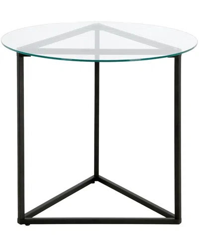 Abraham + Ivy Jenson 24in Round Side Table With Glass Top In Black