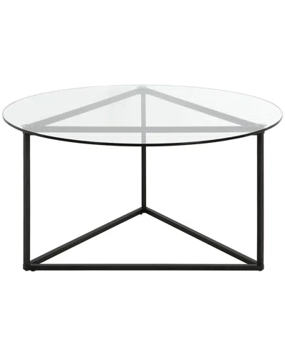 Abraham + Ivy Jenson 35in Round Coffee Table With Glass Top In Black