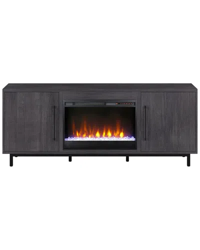 Abraham + Ivy Julian Rectangular Tv Stand With 26in Crystal Fireplace For Tvs Up To 75in In Black