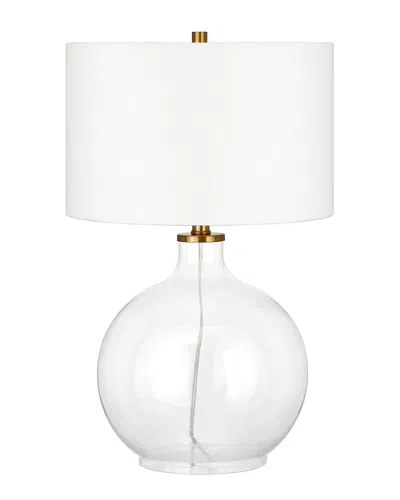 Abraham + Ivy Laelia Clear Glass Table Lamp With Brass Accents In White