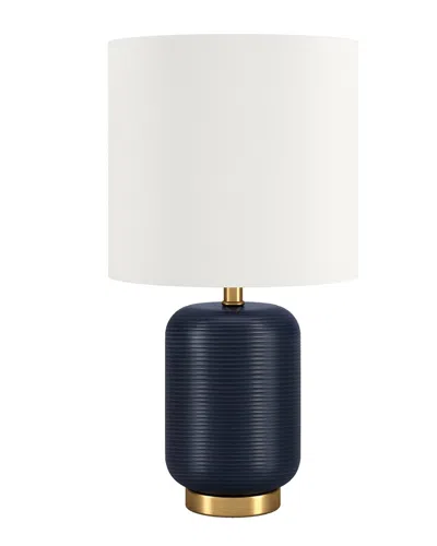 Abraham + Ivy Lambert Matte Navy Ceramic Mini Accent Lamp